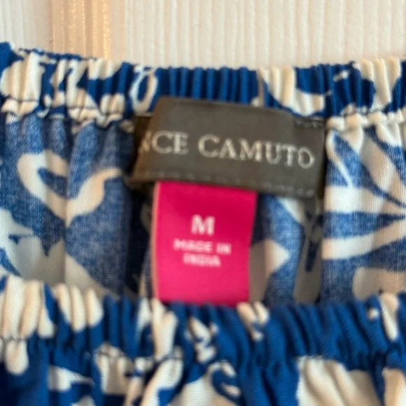 Vince Camuto Blue and White Floral Tie-Front Blouse - Picture 3 of 5